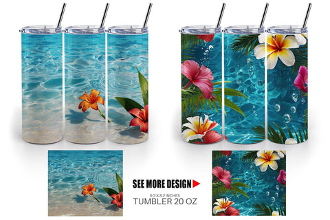 Tumbler Wrap Tropical Beach Sublimation artnoy 
