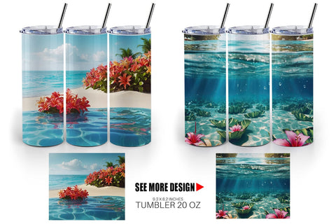 Tumbler Wrap Tropical Beach Sublimation artnoy 
