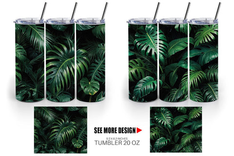 Tumbler Wrap Tropical Leaves Sublimation artnoy 