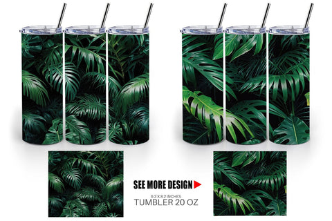 Tumbler Wrap Tropical Leaves Sublimation artnoy 
