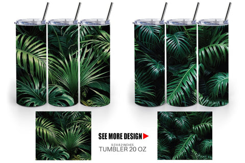 Tumbler Wrap Tropical Leaves Sublimation artnoy 