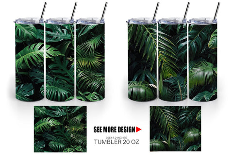 Tumbler Wrap Tropical Leaves Sublimation artnoy 