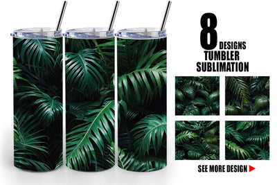 Tumbler Wrap Tropical Leaves Sublimation artnoy 