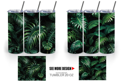 Tumbler Wrap Tropical Leaves Sublimation artnoy 