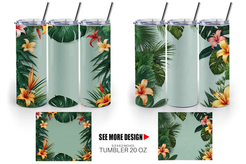 Tumbler Wrap Tropical Plants Sublimation artnoy 