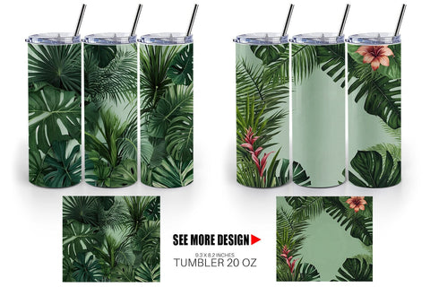 Tumbler Wrap Tropical Plants Sublimation artnoy 