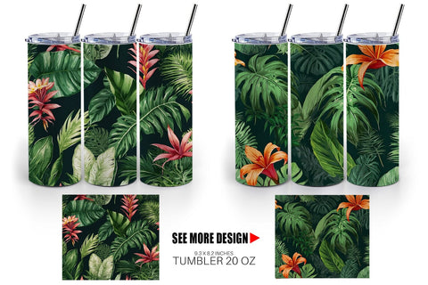 Tumbler Wrap Tropical Plants Sublimation artnoy 