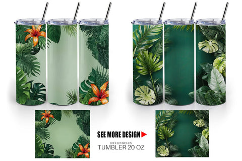 Tumbler Wrap Tropical Plants Sublimation artnoy 