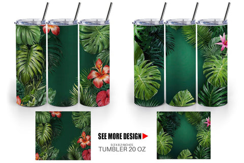 Tumbler Wrap Tropical Plants Sublimation artnoy 