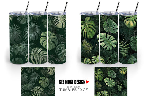 Tumbler Wrap Tropical Plants Sublimation artnoy 