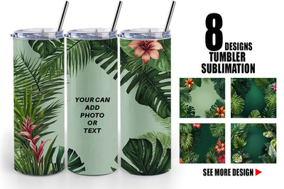 Tumbler Wrap Tropical Plants Sublimation artnoy 