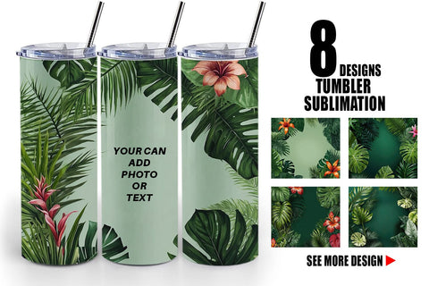Tumbler Wrap Tropical Plants Sublimation artnoy 