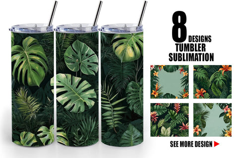 Tumbler Wrap Tropical Plants Sublimation artnoy 