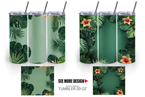 Tumbler Wrap Tropical Plants Sublimation artnoy 