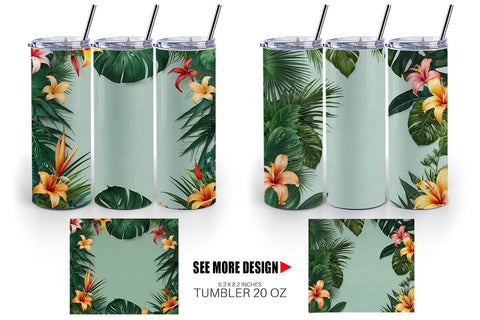 Tumbler Wrap Tropical Plants Sublimation artnoy 