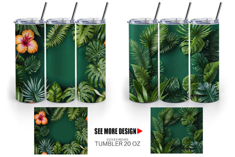 Tumbler Wrap Tropical Plants Sublimation artnoy 