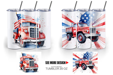 Tumbler Wrap Truck 4th of July Sublimation artnoy 
