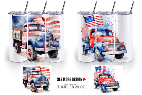 Tumbler Wrap Truck 4th of July Sublimation artnoy 