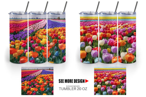 Tumbler Wrap Tulip Flower Fields Sublimation artnoy 
