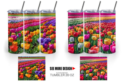 Tumbler Wrap Tulip Flower Fields Sublimation artnoy 