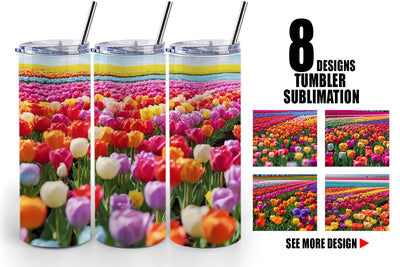 Tumbler Wrap Tulip Flower Fields Sublimation artnoy 