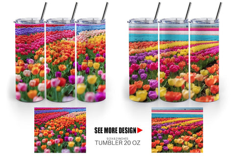 Tumbler Wrap Tulip Flower Fields Sublimation artnoy 