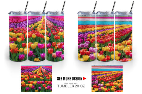 Tumbler Wrap Tulip Flower Fields Sublimation artnoy 