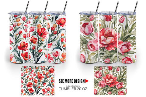 Tumbler Wrap Tulip Pattern Sublimation artnoy 