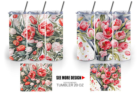 Tumbler Wrap Tulip Pattern Sublimation artnoy 