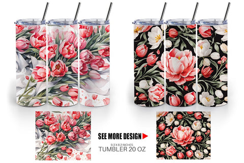 Tumbler Wrap Tulip Pattern Sublimation artnoy 
