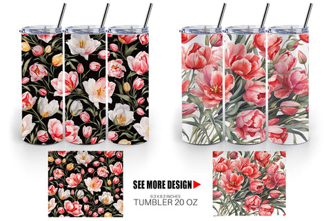 Tumbler Wrap Tulip Pattern Sublimation artnoy 