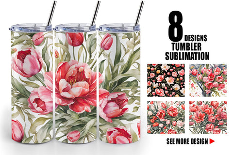 Tumbler Wrap Tulip Pattern Sublimation artnoy 