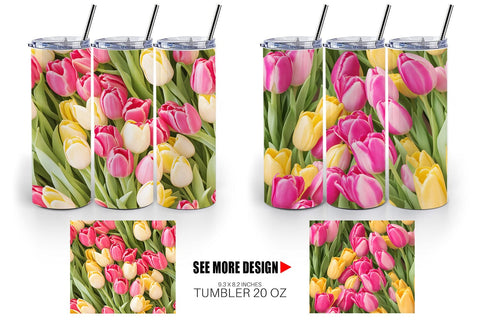 Tumbler Wrap Tulips Pattern Sublimation artnoy 