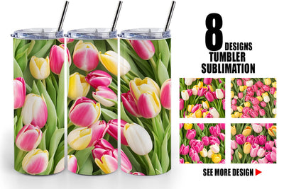 Tumbler Wrap Tulips Pattern Sublimation artnoy 