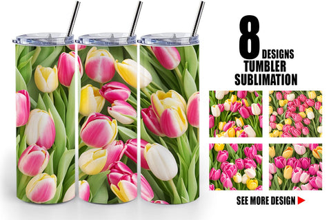 Tumbler Wrap Tulips Pattern Sublimation artnoy 