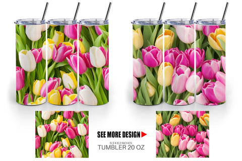 Tumbler Wrap Tulips Pattern Sublimation artnoy 