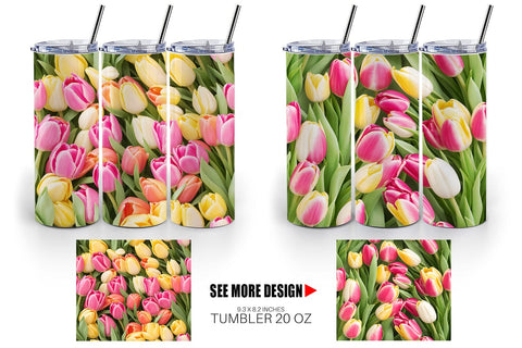 Tumbler Wrap Tulips Pattern Sublimation artnoy 