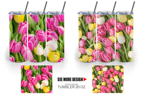 Tumbler Wrap Tulips Pattern Sublimation artnoy 