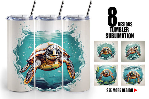 Tumbler Wrap Turtle Swimming Sublimation artnoy 