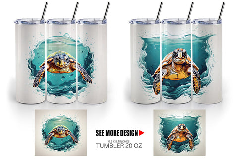 Tumbler Wrap Turtle Swimming Sublimation artnoy 