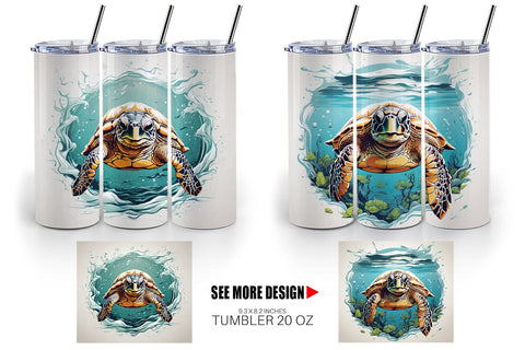 Tumbler Wrap Turtle Swimming Sublimation artnoy 