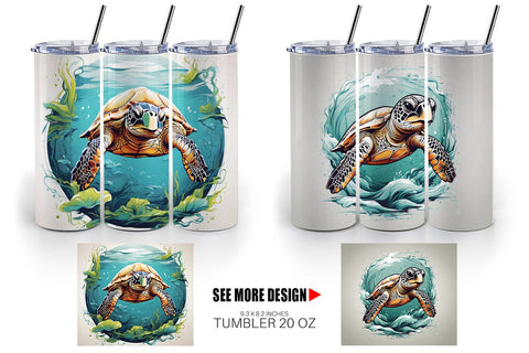Tumbler Wrap Turtle Swimming Sublimation artnoy 