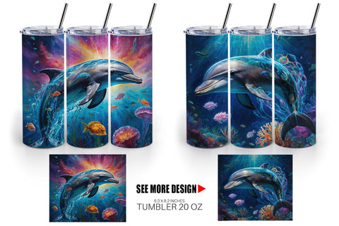 Tumbler Wrap Underwater Dolphin Sublimation artnoy 