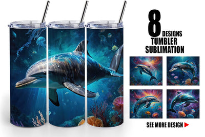 Tumbler Wrap Underwater Dolphin Sublimation artnoy 