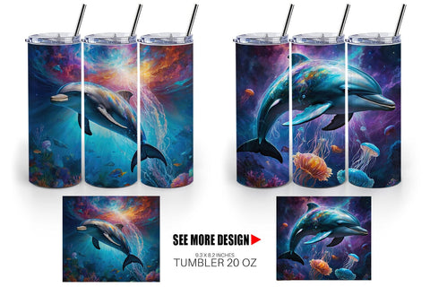Tumbler Wrap Underwater Dolphin Sublimation artnoy 