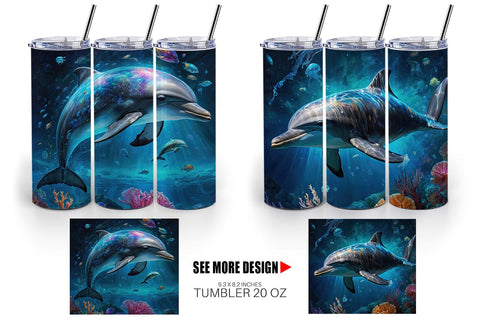 Tumbler Wrap Underwater Dolphin Sublimation artnoy 