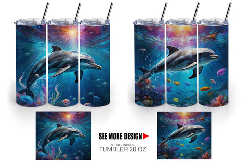 Tumbler Wrap Underwater Dolphin Sublimation artnoy 