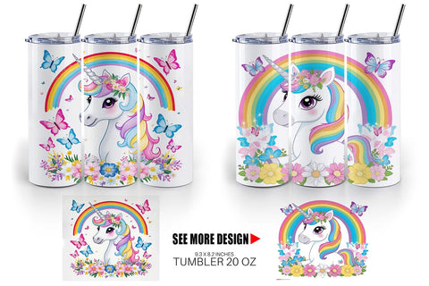 Tumbler Wrap Unicorn and Rainbow Sublimation artnoy 