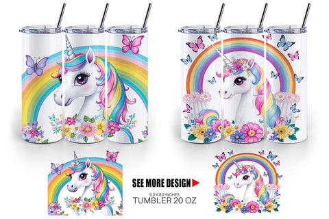 Tumbler Wrap Unicorn and Rainbow Sublimation artnoy 