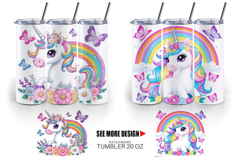 Tumbler Wrap Unicorn and Rainbow Sublimation artnoy 